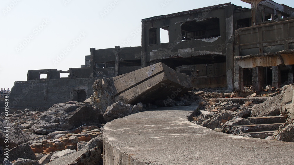 Broken road at Gunkanjima, Nagasaki