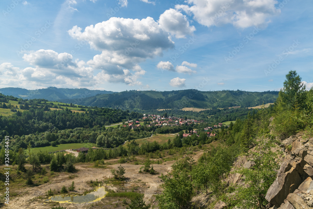 Klubina village with hilly surrrounding in Kysuce region in Slovakia