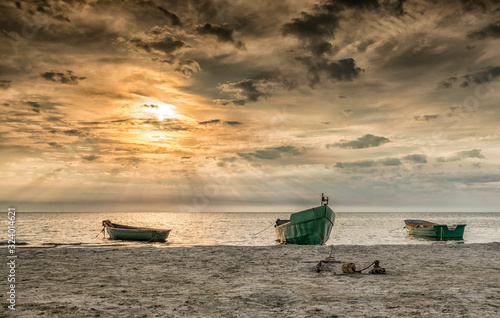 Coastal landscape with a small fishing boats that is still used for tradition...