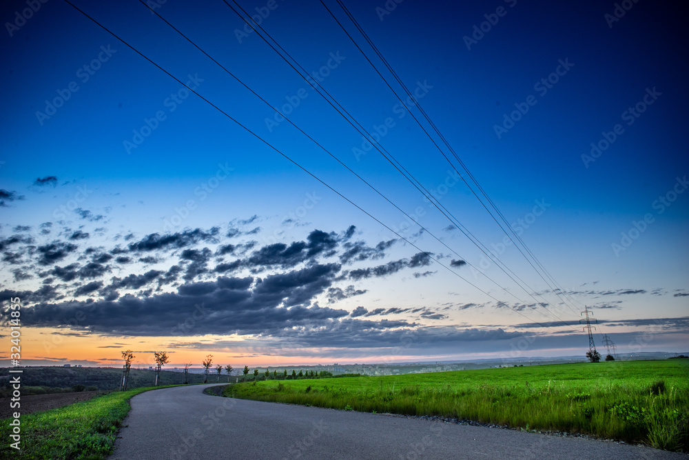 Fototapeta premium Sunrise in typical countryside of Central Bohemia