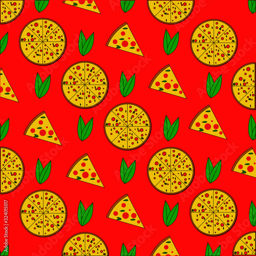 texura de pizza, patrones de hiervas laurel , ilustracion vectorial 