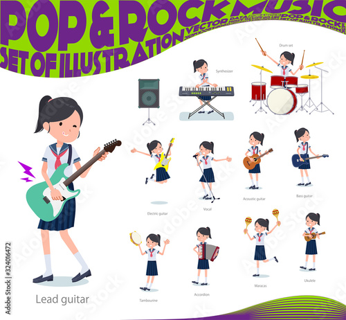 flat type school girl Sailor suit summer_pop music