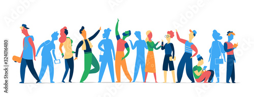 Personaggi femminili e maschii di stile moderno nelle posizioni differenti isolati sullo fondo bianco - illustrazione vettoriale