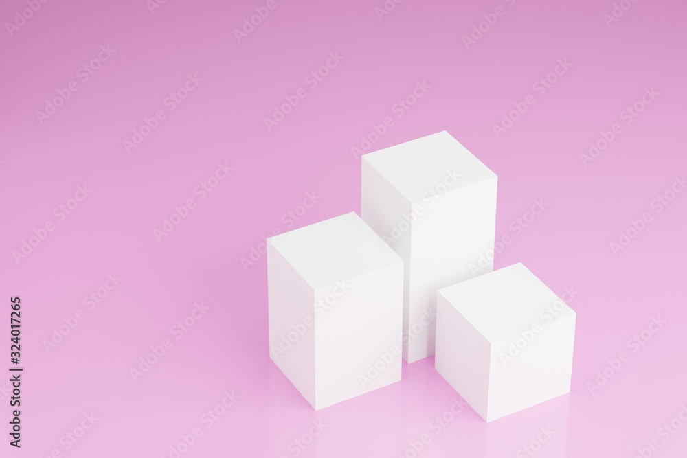 White cubes on a pink background White cubes on a pink background