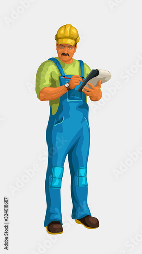 male storekeeper checking on tablet