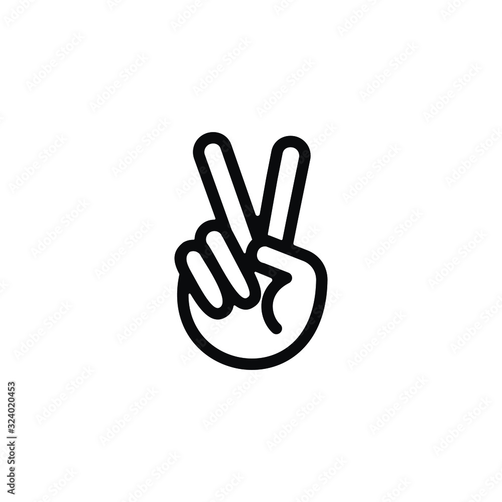 Hand gesture V sign for victory or peace hand gesture symbol or icon. Vector illustration on white background Hand gesture V sign for victory or peace hand gesture symbol or icon. Vector illustration on white background