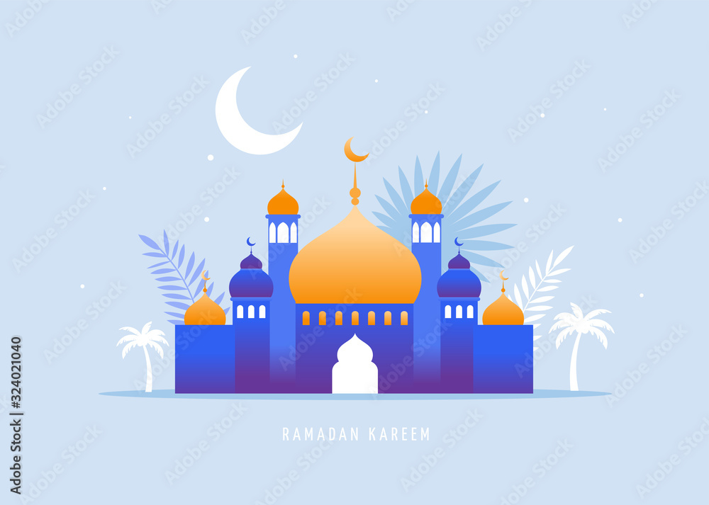 Ramadan Kareem, Happy Ramadan, greeting card and banner. Eid mubarak, Islamic holiday background. 