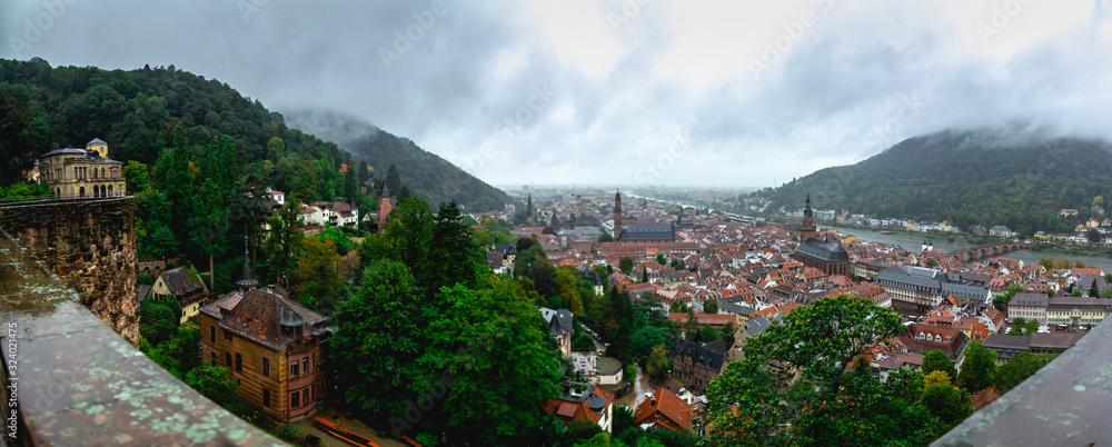 An overcast sky above the city of Heidelberg, Germany
