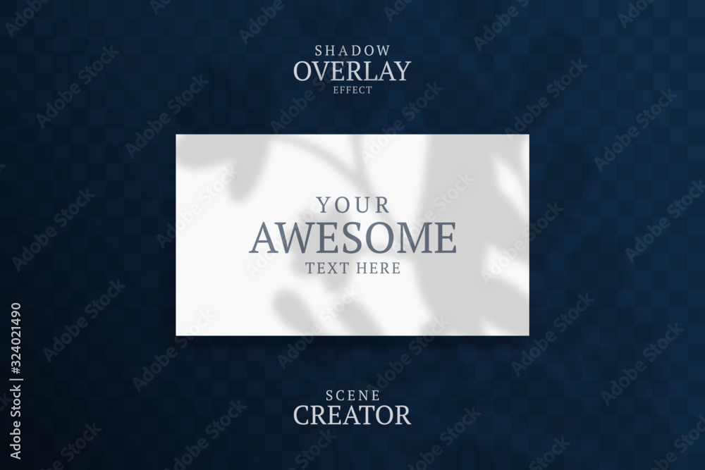 Shadow Overlay Plant Vector Mockup horizontal business Card. Vector Realistic shadows overlays leaf on dark background. Template Flyer, Card, blank, social media post, logo in minimal trendy style Shadow Overlay Plant Vector Mockup horizontal business Card. Vector Realistic shadows overlays leaf on dark background. Template Flyer, Card, blank, social media post, logo in minimal trendy style