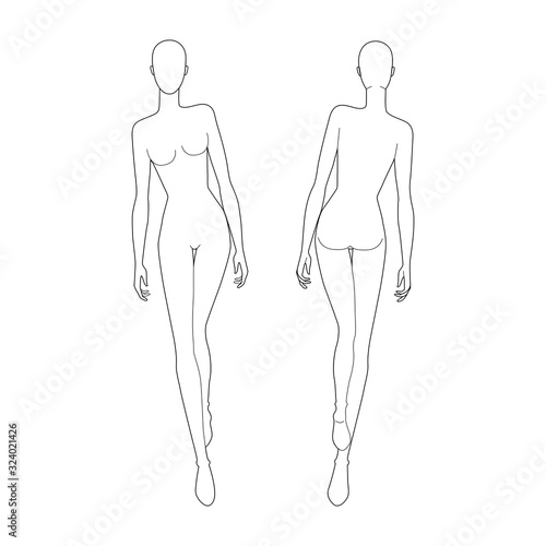 Fashion template of walking women. 