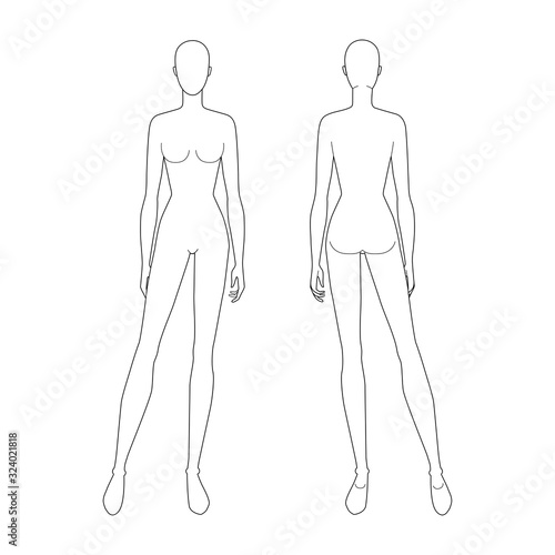 Fashion template of standing women. 