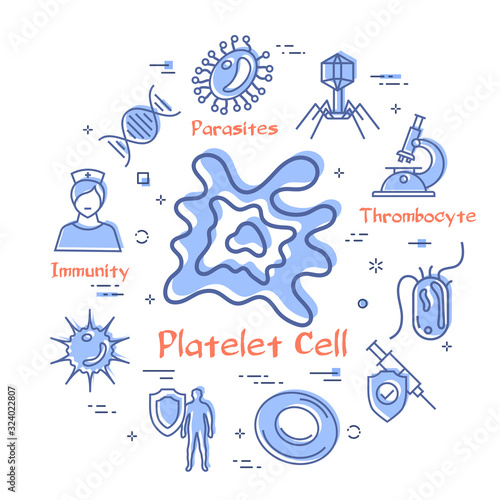 Vector concept of bacteria and viruses - platelet cell icon