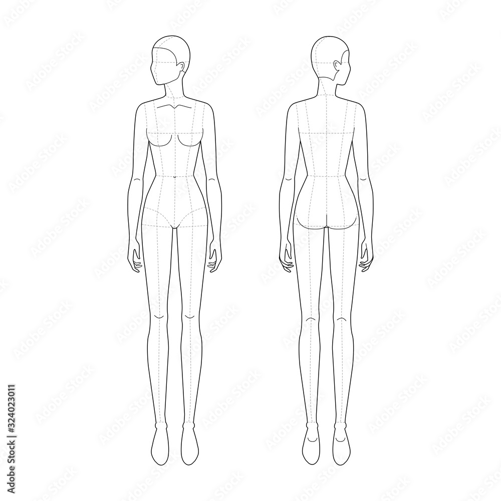 Fashion template of standing women. Fashion template of standing women.