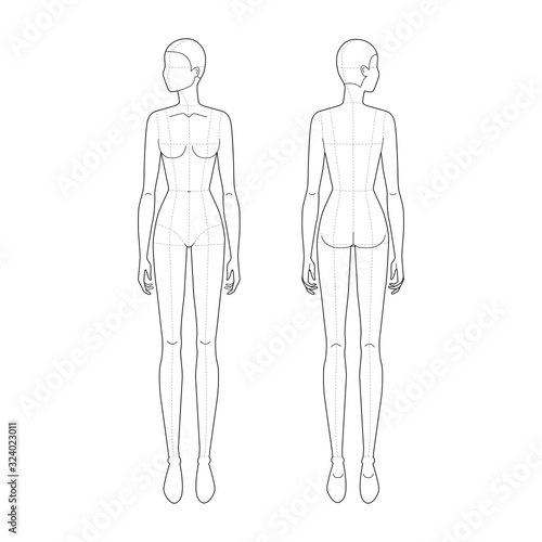 Fashion template of standing women. 