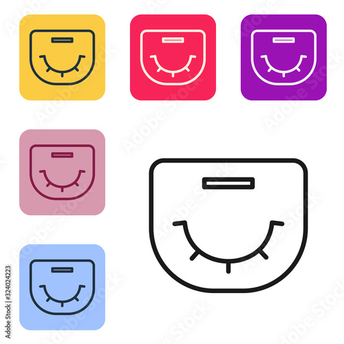 Black line Poker table icon isolated on white background. Set icons in color square buttons. Vector Illustration