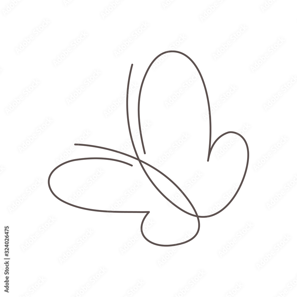 Butterfly continuous line vector illustration. Butter fly made with single editable path. Butterfly continuous line vector illustration. Butter fly made with single editable path.