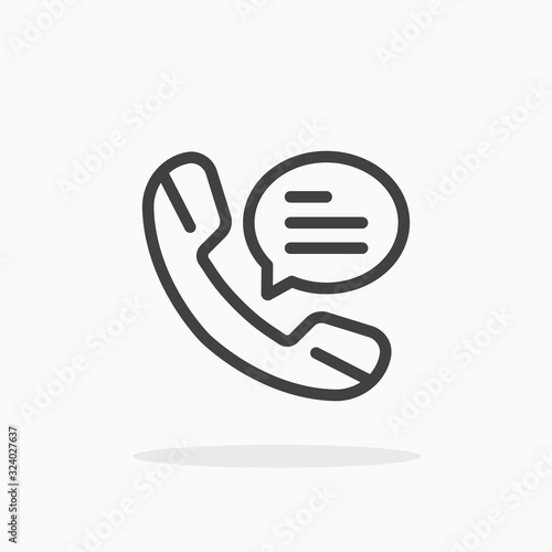 Talk phone icon in line style. Editable stroke.