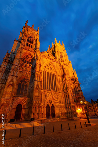 Night exterior view of the York Minster