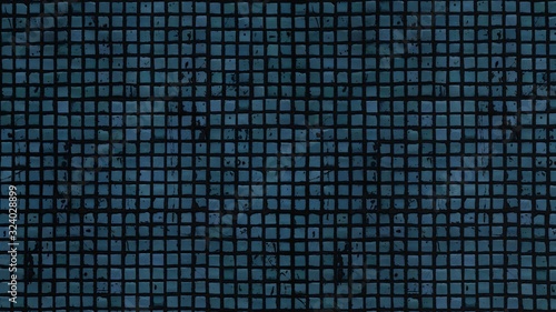 Old small blue tiles surface texture as background image.