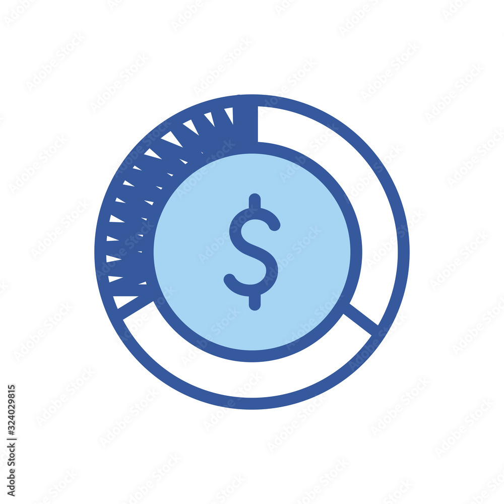 Isolated money coin line and fill style icon vector design Isolated money coin line and fill style icon vector design