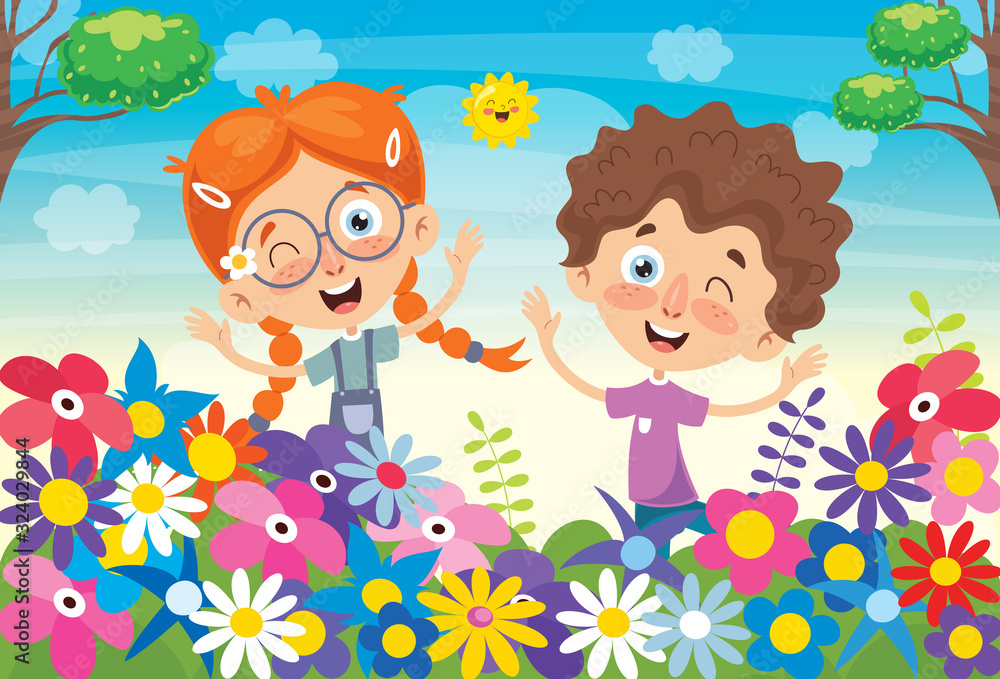 Concept Design With Colorful Flowers Concept Design With Colorful Flowers