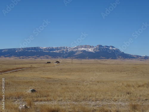 Field in the summer with mountain views