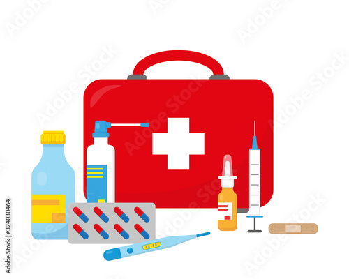 First aid kid suitcase vector illustration