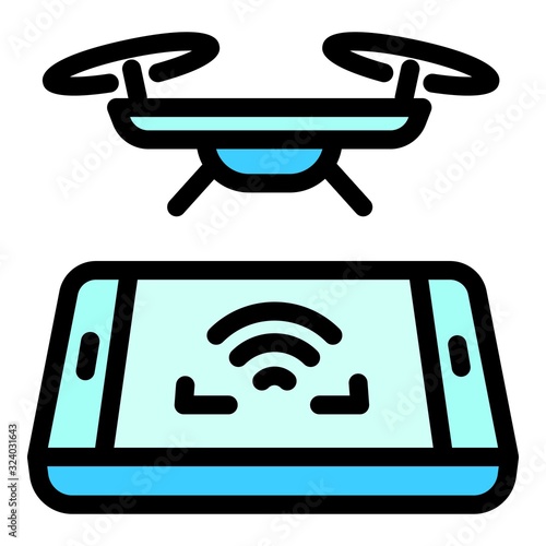 Smartphone drone control icon. Outline smartphone drone control vector icon for web design isolated on white background