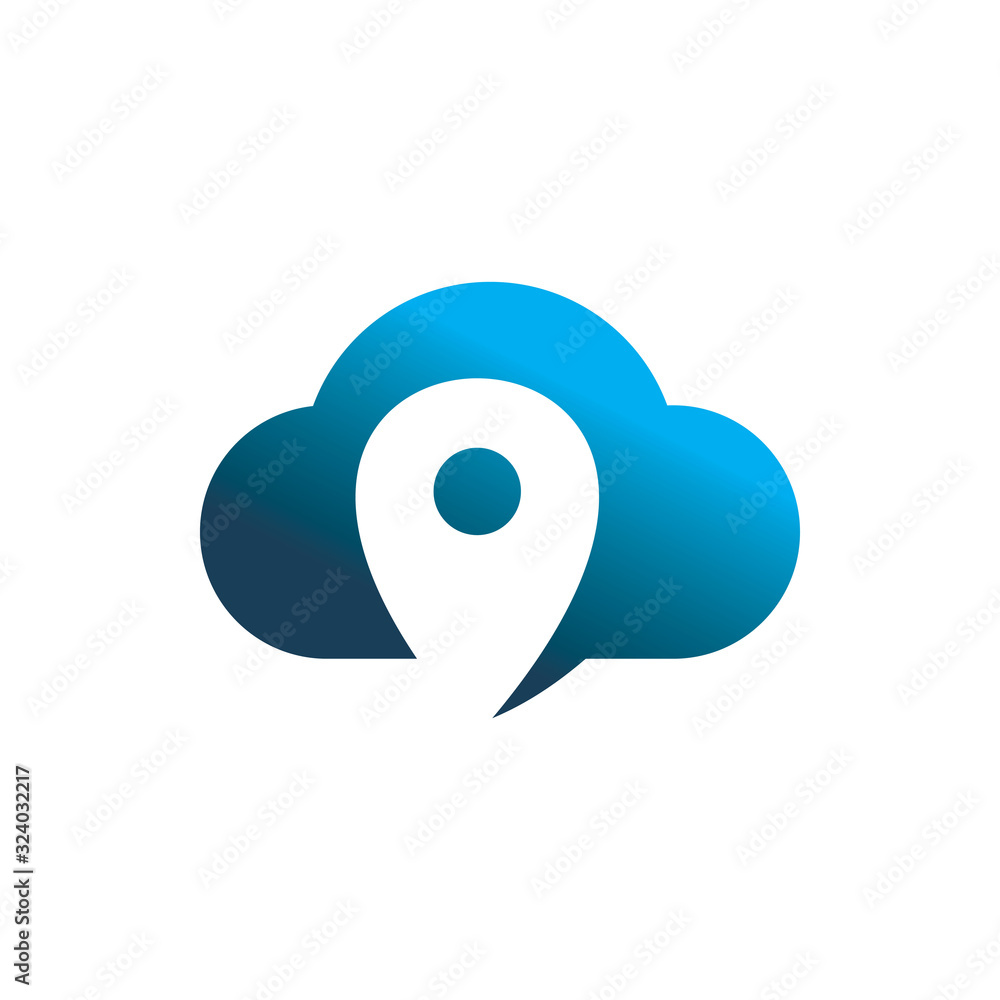blue pin map location cloud color logo design blue pin map location cloud color logo design