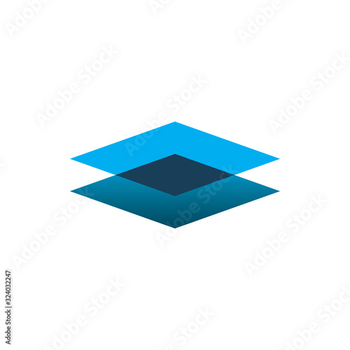 blue color data square stack logo design