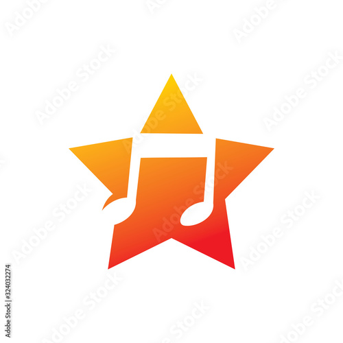 note music song color star logo design