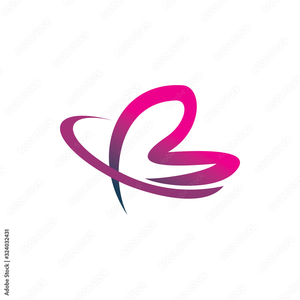butterfly color line art stroke letter b logo design Stock Vector ...