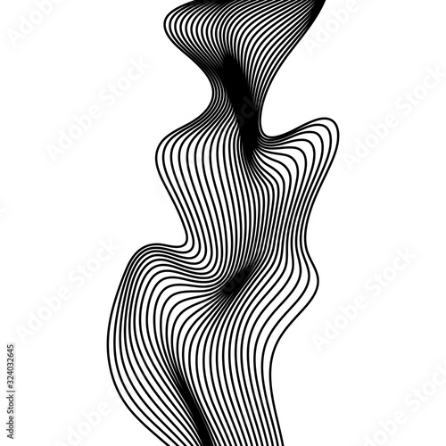 Black and white design. Abstract 3D geometrical background with optical illusion