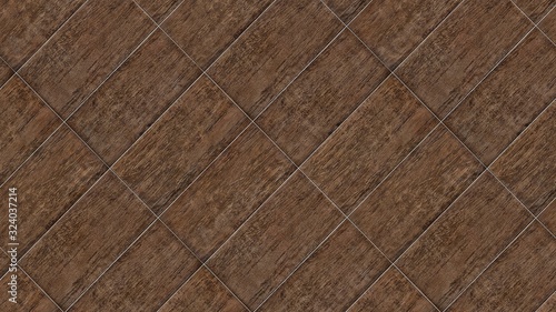 Rectangular shaped brown tiles surface texture as background image.