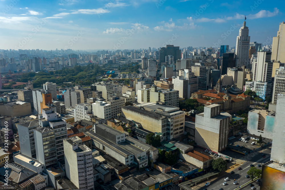 Aerial view of the city. The neighborhood of Santa Ifigenia. Sao Paulo city. Brazil South America. 