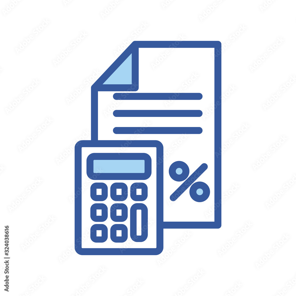 Isolated money document and calculator line and fill style icon vector design Isolated money document and calculator line and fill style icon vector design