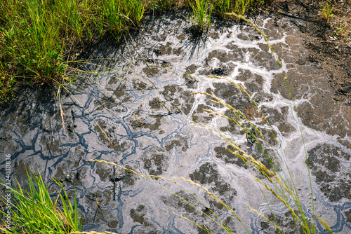 Soil pollution by oil and fuel oil. Oil spill. Ecological catastrophy.
