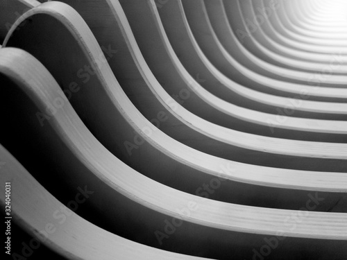 Abstract black and white photo of arhitectural curved details
