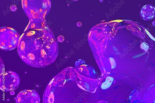 Creative soft focus soap shining slime of liquid abstract gradient texture 3D illustration - background design template