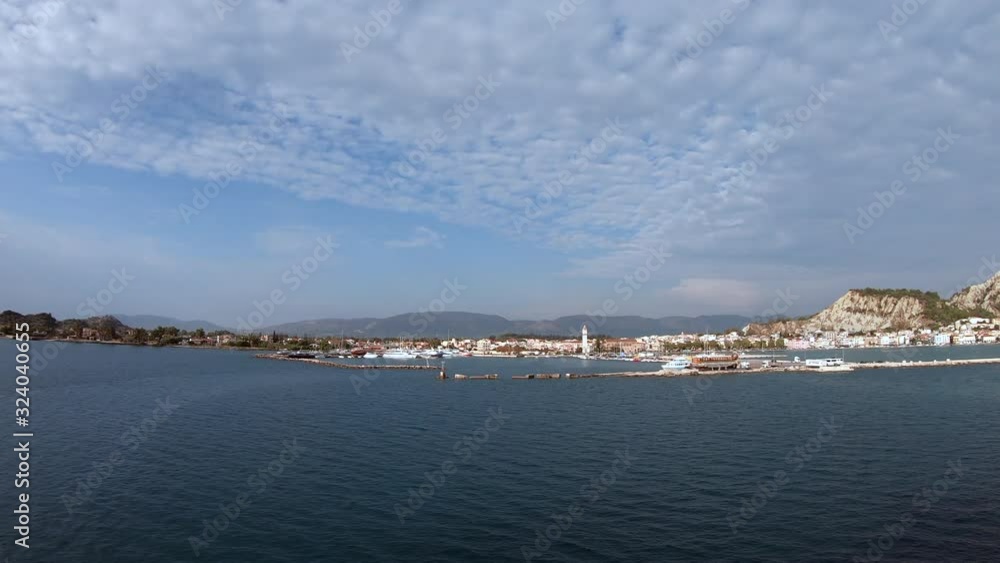 View of Zakynthos city in Zante island with deep turquoise sea color, Ionian, Greece: SEPTEMBER 11, 2019 View of Zakynthos city in Zante island with deep turquoise sea color, Ionian, Greece: SEPTEMBER 11, 2019