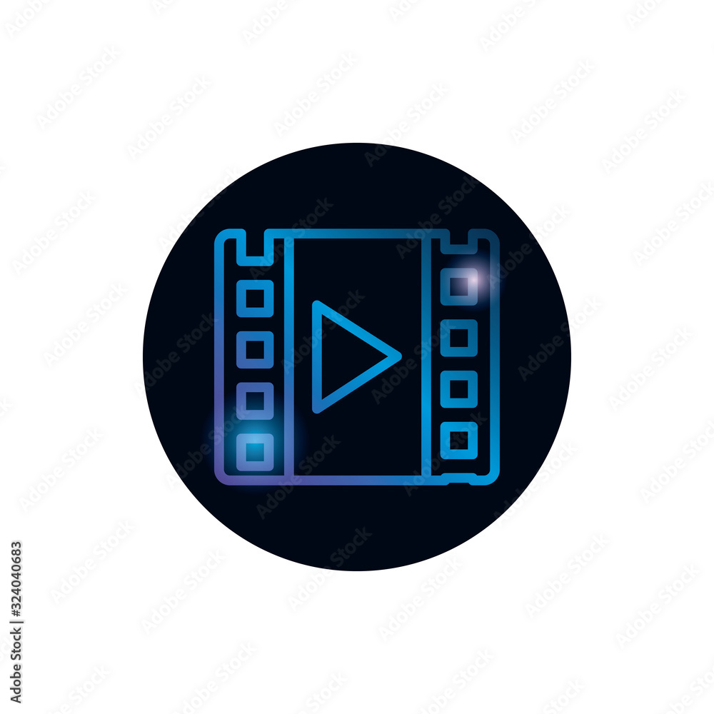 Isolated play and movie strip gradient style icon vector design Isolated play and movie strip gradient style icon vector design