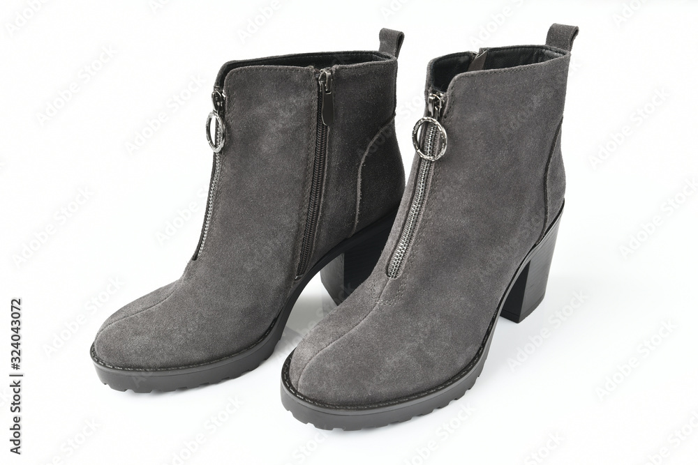 The Gray women boots on white background