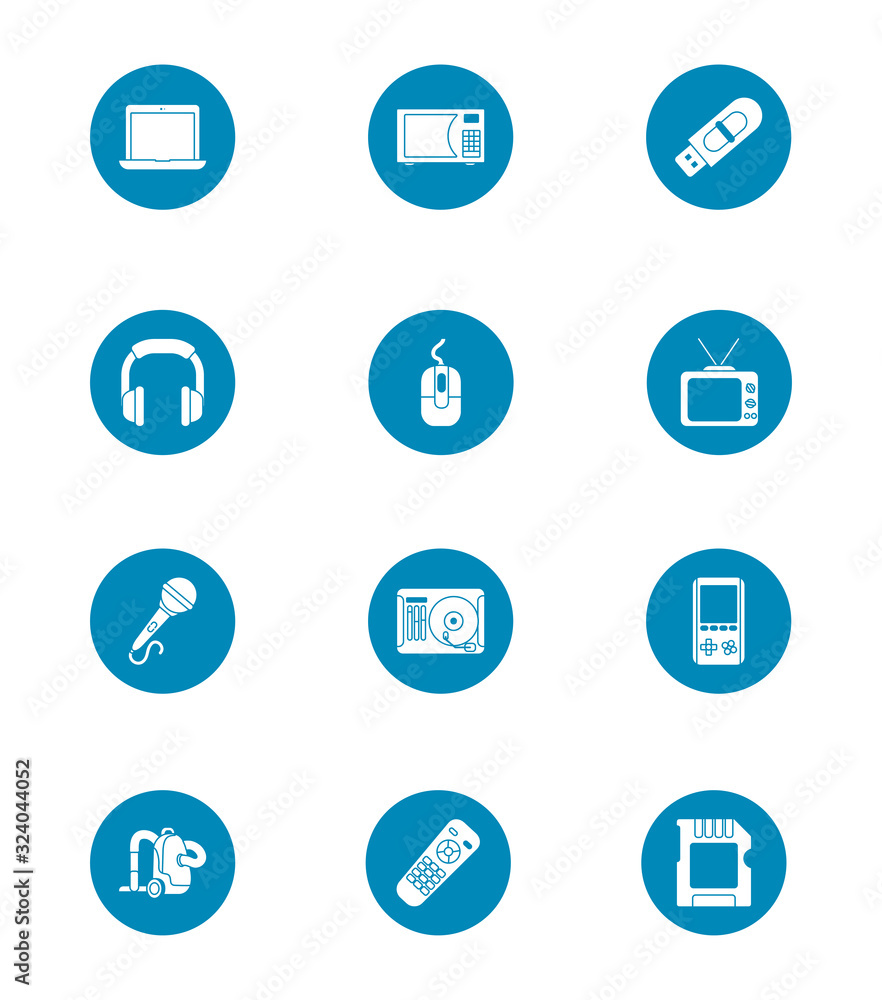 Technology block style icon set vector design Technology block style icon set vector design