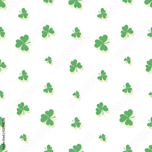 Shamrock. Clover leaves. Clover trefoil vector background. St. Patrick's seamless pattern on a white background. Design for textiles.