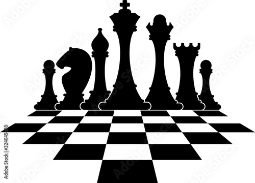 Set of figures for chess. Strategy board game.