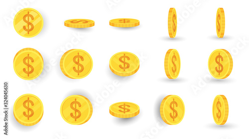 Sprite sheet of gold dollar coins rotation.
