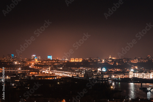 Kiev Ukraine - February 17, 2020: night view of Kiev from the roof