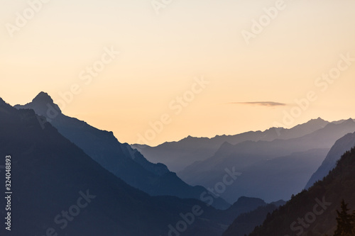 Calm view of a Mountain Range in Austria during spring