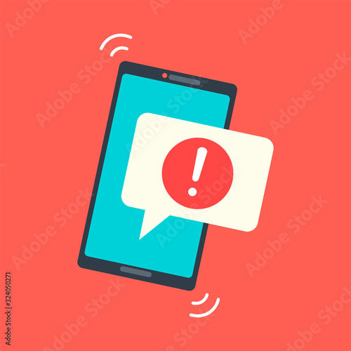 Smartphone with notifications. New notification on mobile phone screen. Vector illustration.