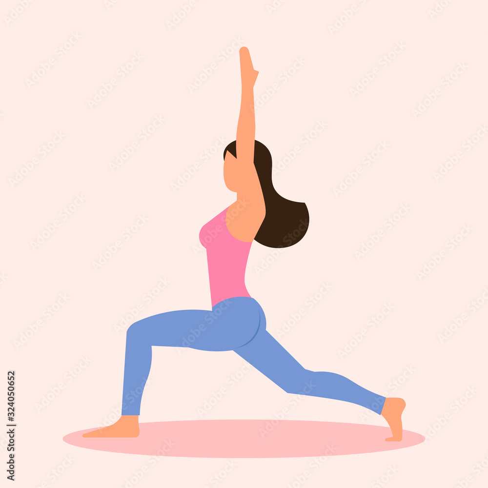 Young girl doing yoga. Vector illustration. 